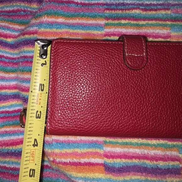 Coach Red Pebble Leather Wallet - Picture 3 of 8